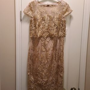 David's Bridal Gold Champagne Dress Size 10 NWT